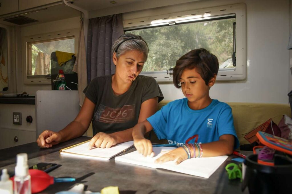 MOTHER AND DAUGHTER STUDING